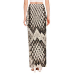 Beige Snakeskin Print High Slit Maxi Skirt