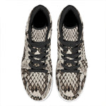 Beige Snakeskin Print High Top Leather Sneakers