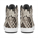 Beige Snakeskin Print High Top Leather Sneakers