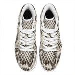 Beige Snakeskin Print High Top Leather Sneakers