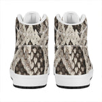 Beige Snakeskin Print High Top Leather Sneakers