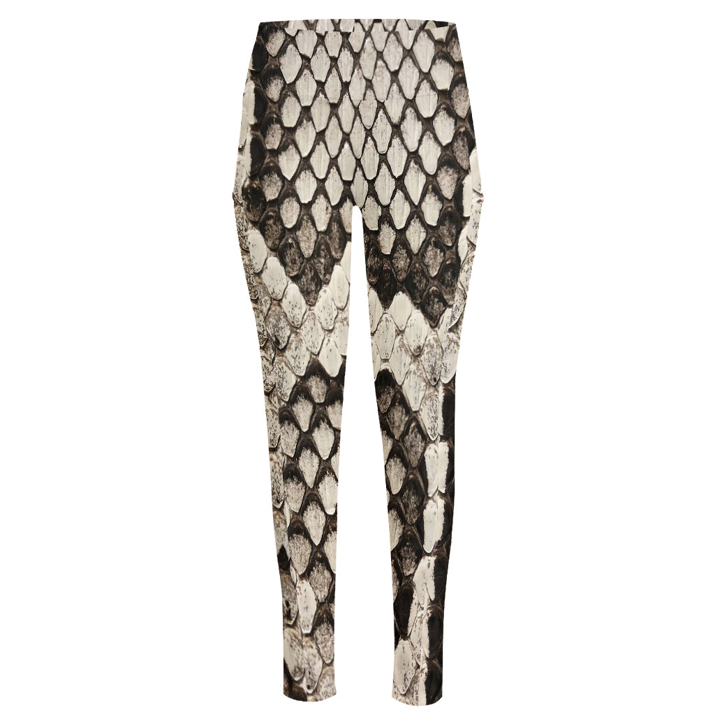 Beige Snakeskin Print High-Waisted Pocket Leggings