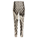 Beige Snakeskin Print High-Waisted Pocket Leggings