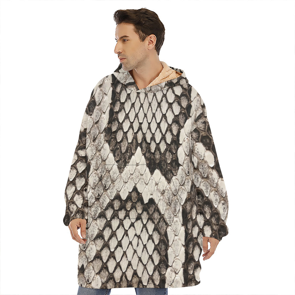 Beige Snakeskin Print Hoodie Blanket