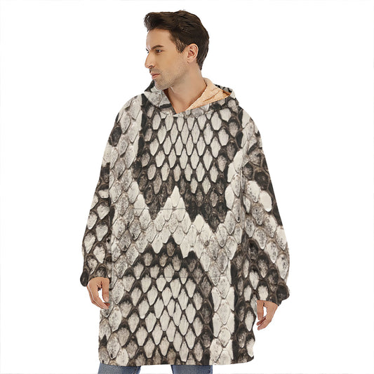 Beige Snakeskin Print Hoodie Blanket