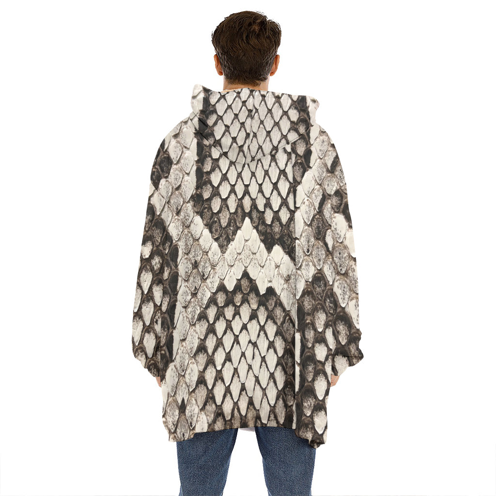 Beige Snakeskin Print Hoodie Blanket
