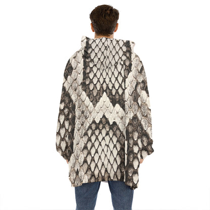 Beige Snakeskin Print Hoodie Blanket