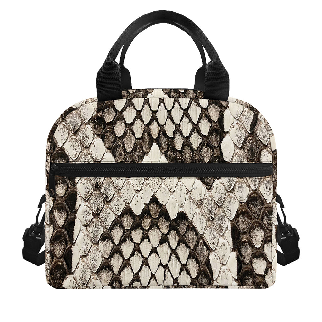 Beige Snakeskin Print Insulated Lunch Bag