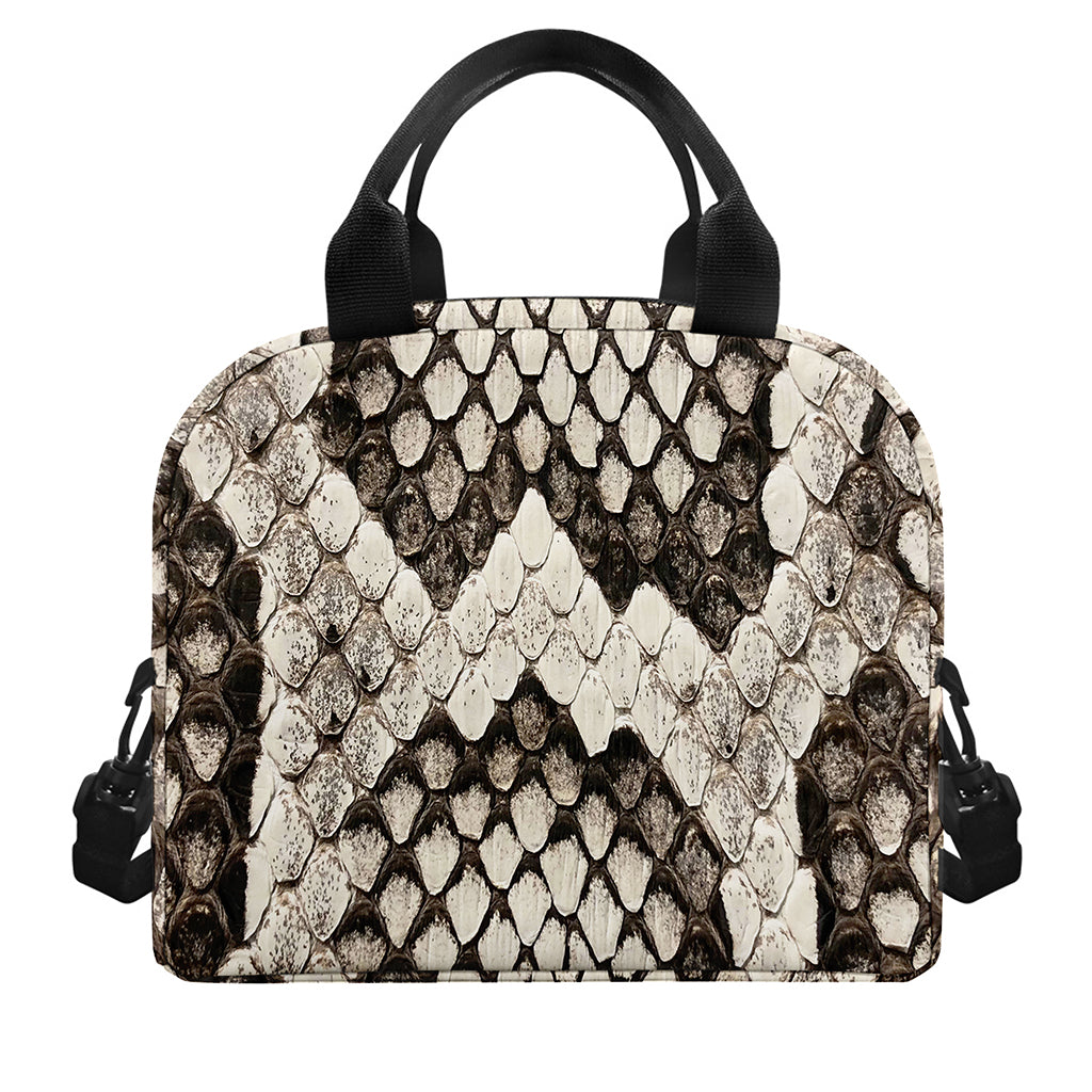 Beige Snakeskin Print Insulated Lunch Bag