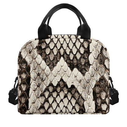Beige Snakeskin Print Insulated Lunch Bag