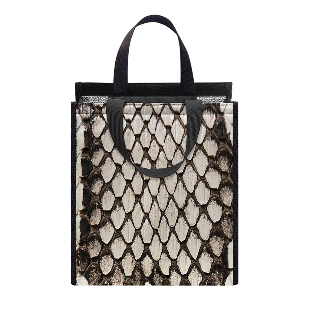 Beige Snakeskin Print Insulated Lunch Tote
