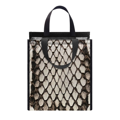 Beige Snakeskin Print Insulated Lunch Tote