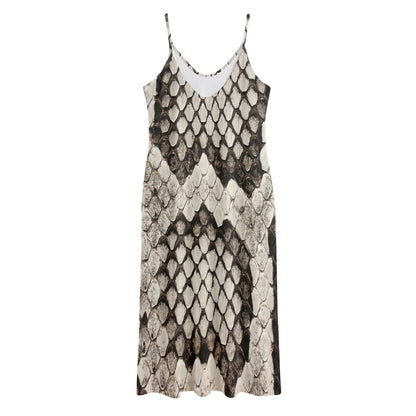 Beige Snakeskin Print Jersey Midi Cami Dress