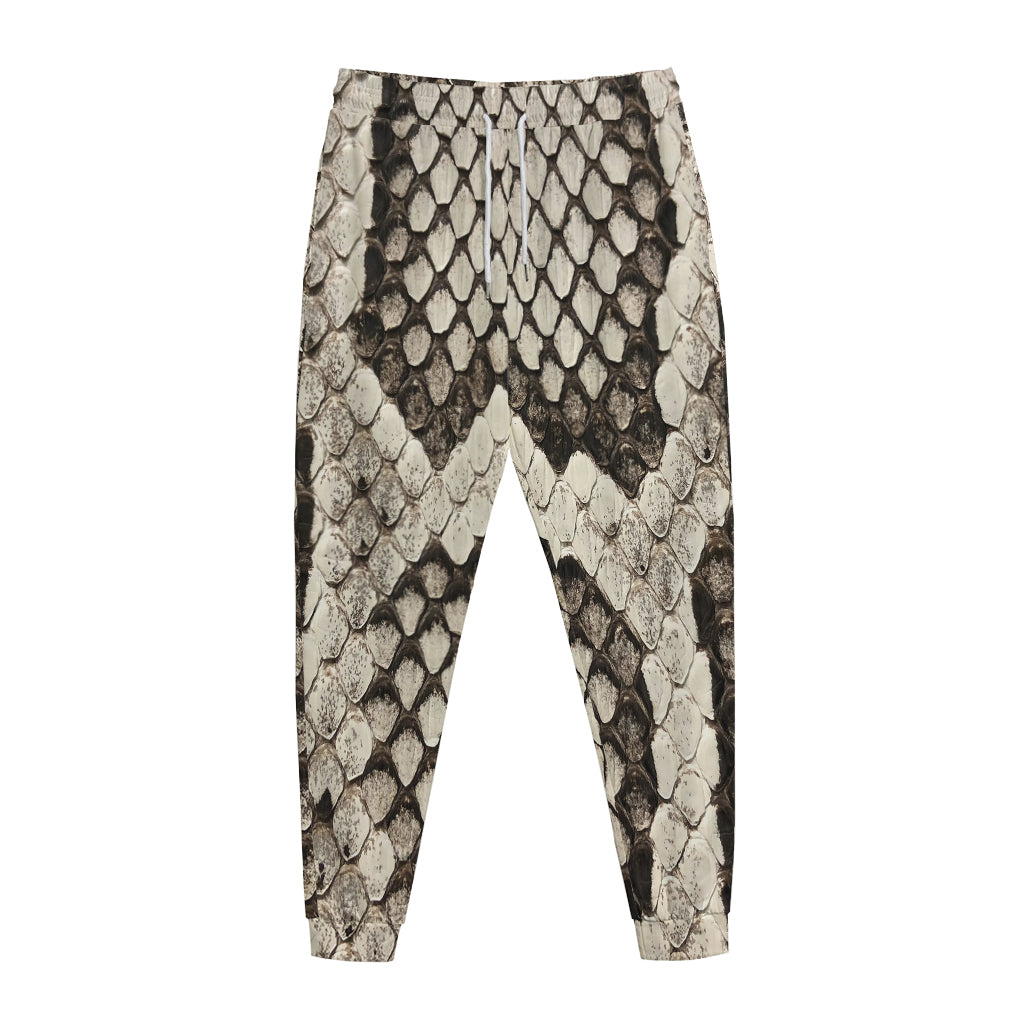 Beige Snakeskin Print Jogger Pants