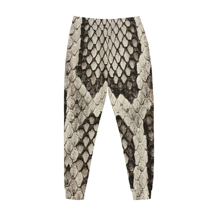 Beige Snakeskin Print Jogger Pants
