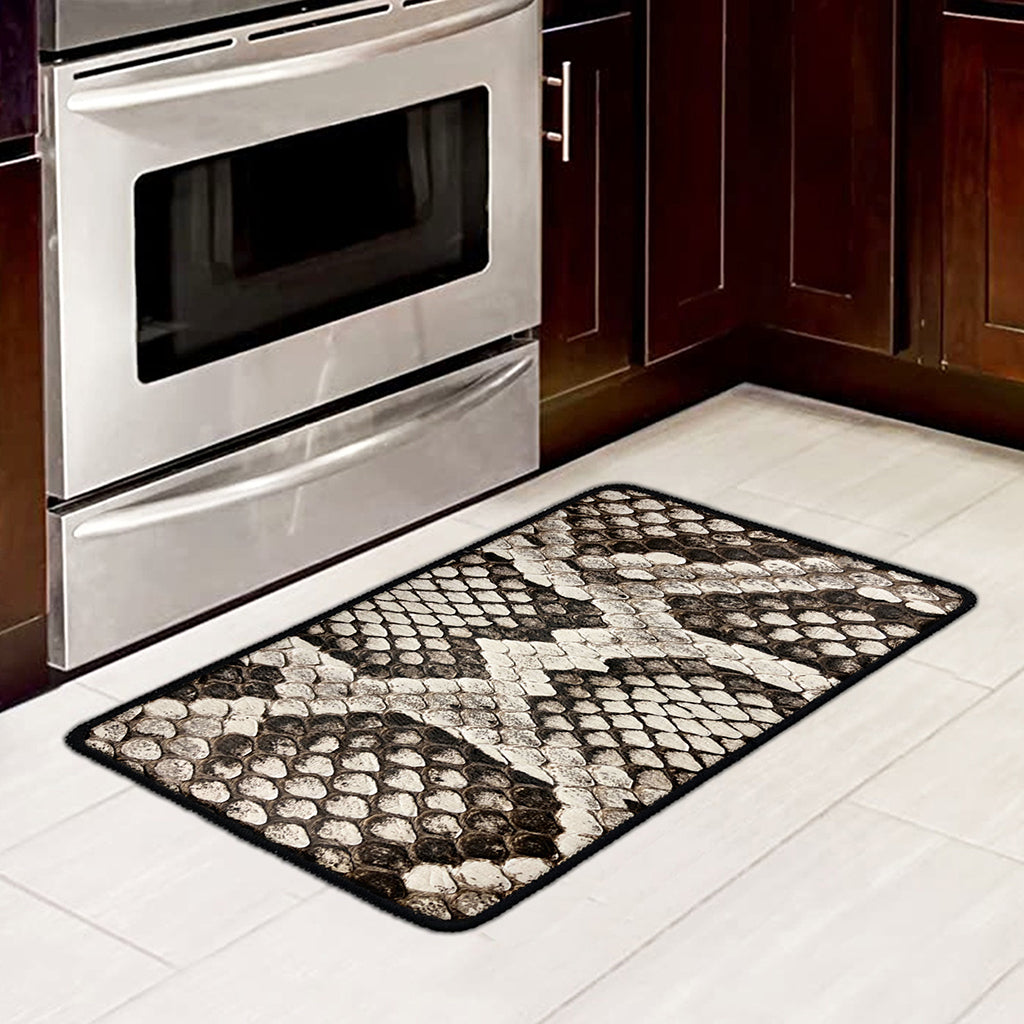 Beige Snakeskin Print Kitchen Mat