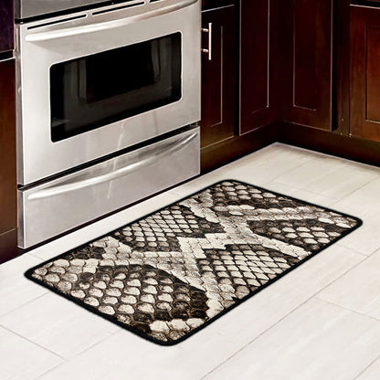 Beige Snakeskin Print Kitchen Mat