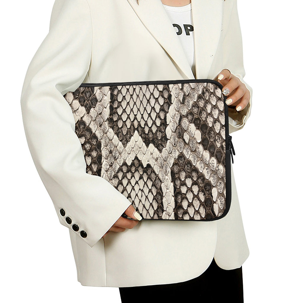Beige Snakeskin Print Laptop Sleeve
