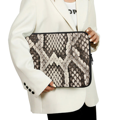 Beige Snakeskin Print Laptop Sleeve