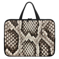 Beige Snakeskin Print Laptop Sleeve With Handle