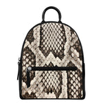 Beige Snakeskin Print Leather Backpack