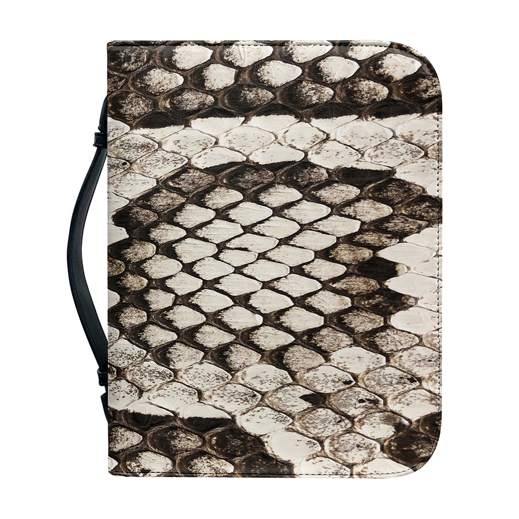 Beige Snakeskin Print Leather Bible Cover
