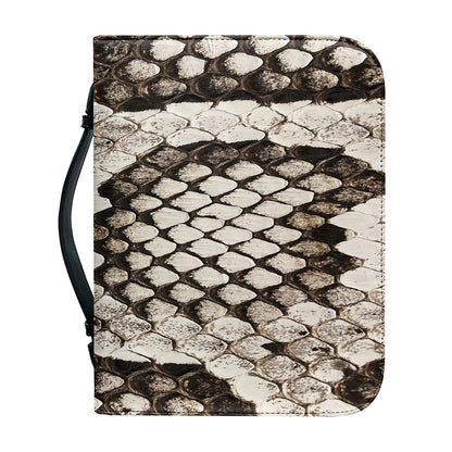 Beige Snakeskin Print Leather Bible Cover