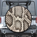 Beige Snakeskin Print Leather Spare Tire Cover