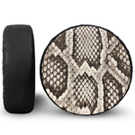 Beige Snakeskin Print Leather Spare Tire Cover