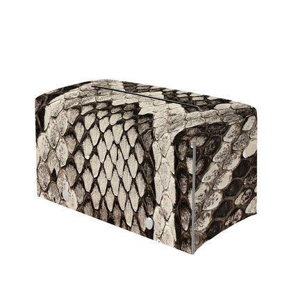 Beige Snakeskin Print Leather Tissue Box Cover