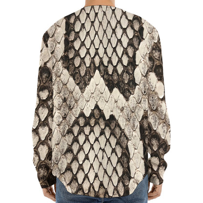 Beige Snakeskin Print Long Sleeve Baseball Jersey