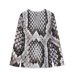 Beige Snakeskin Print Long Sleeve Short Coat