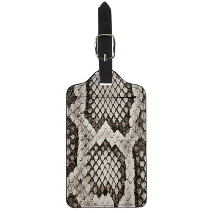 Beige Snakeskin Print Luggage Tag