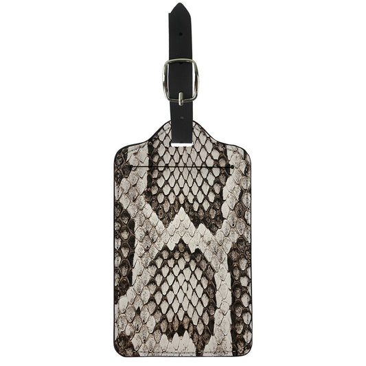 Beige Snakeskin Print Luggage Tag
