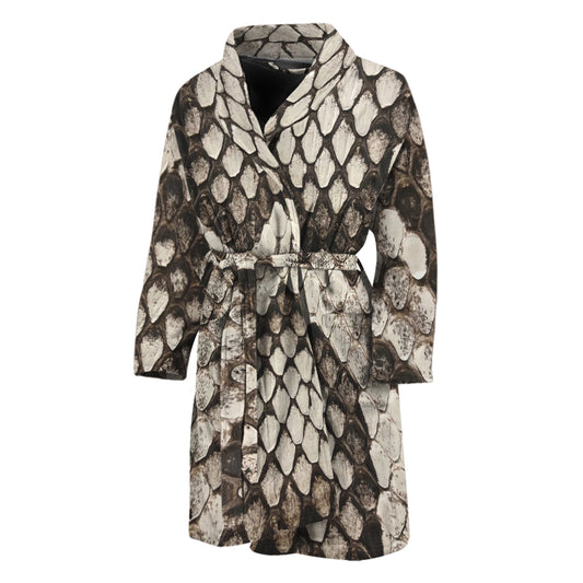 Beige Snakeskin Print Men's Bathrobe
