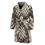 Beige Snakeskin Print Men's Bathrobe