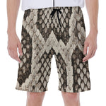 Beige Snakeskin Print Men's Beach Shorts