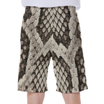 Beige Snakeskin Print Men's Beach Shorts