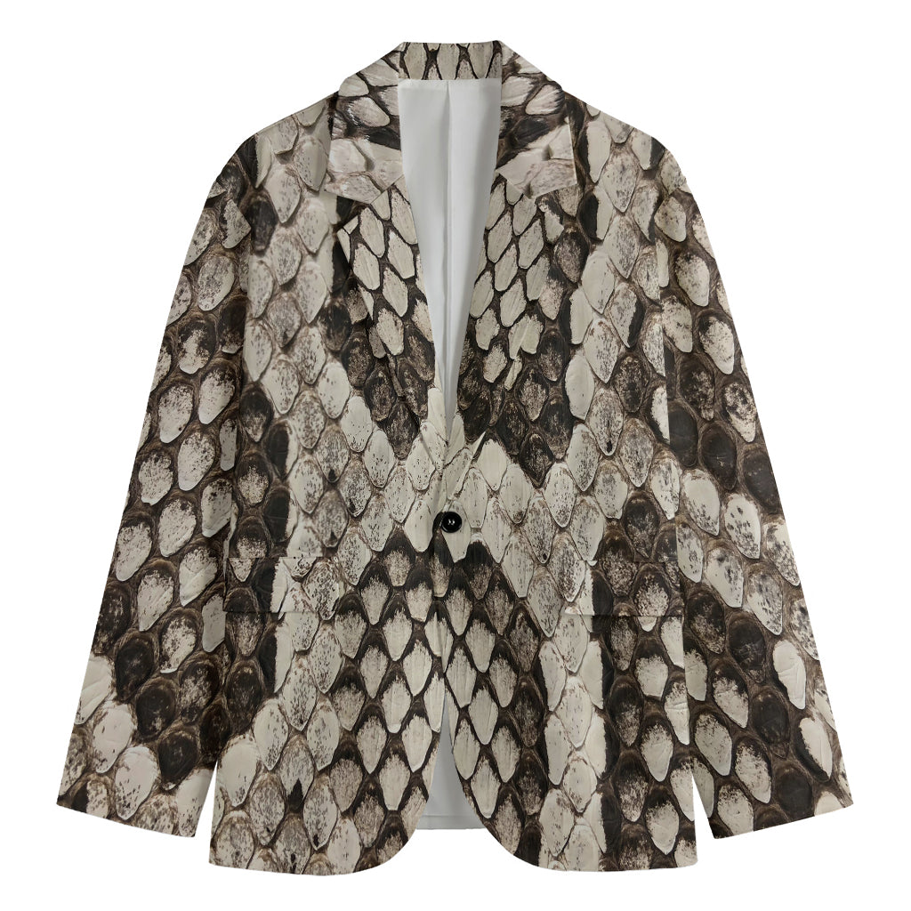 Beige Snakeskin Print Men's Blazer