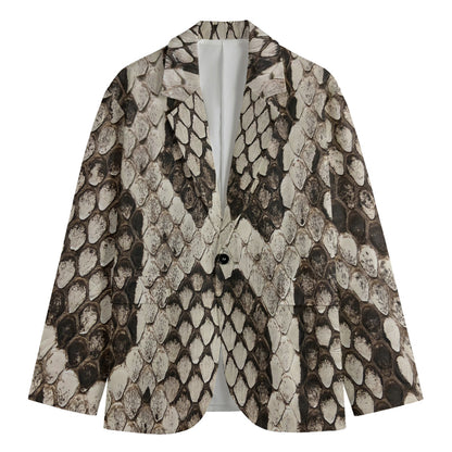 Beige Snakeskin Print Men's Blazer