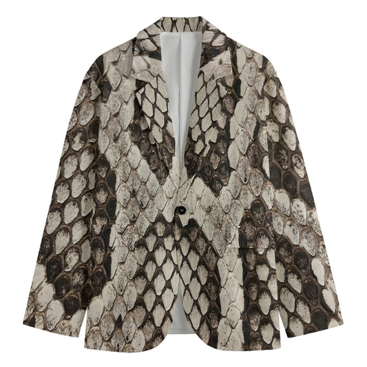 Beige Snakeskin Print Men's Blazer