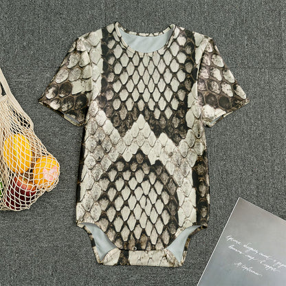 Beige Snakeskin Print Men's Bodysuit
