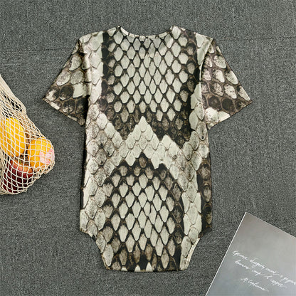 Beige Snakeskin Print Men's Bodysuit