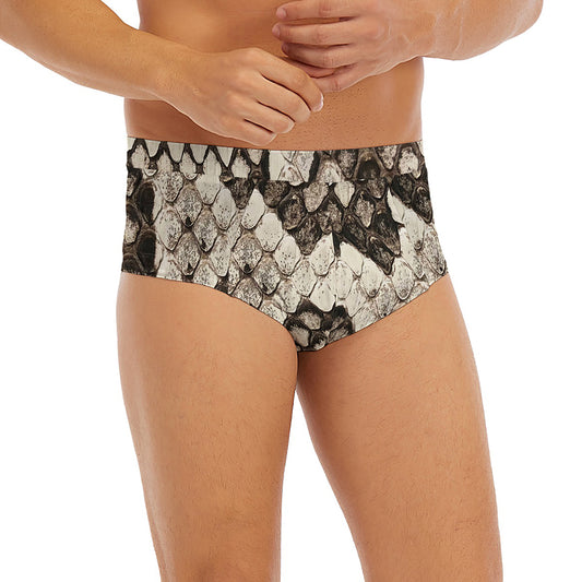Beige Snakeskin Print Men's Briefs