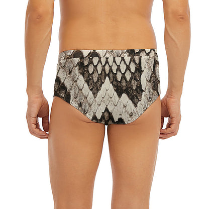 Beige Snakeskin Print Men's Briefs