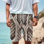 Beige Snakeskin Print Men's Cargo Shorts