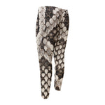Beige Snakeskin Print Men's Compression Pants