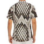 Beige Snakeskin Print Men's Deep V-Neck Shirt