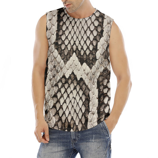 Beige Snakeskin Print Men's Fitness Tank Top