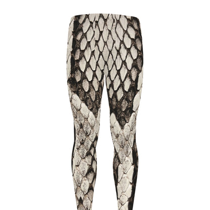 Beige Snakeskin Print Men's leggings